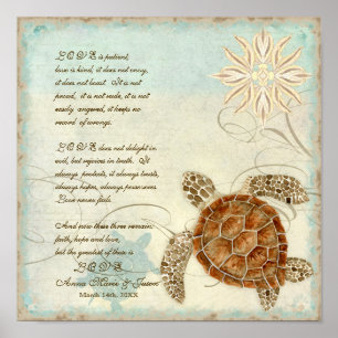 Poster Plage côtière de la tortue de mer verte - 1 Corint