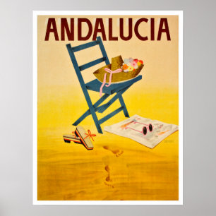 Poster Plage d'Andalousie, Espagne, casquette d'été sur c