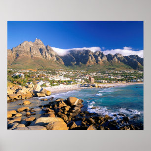 Poster Plage de Camps Bay et la chaîne des Douze Apôtres