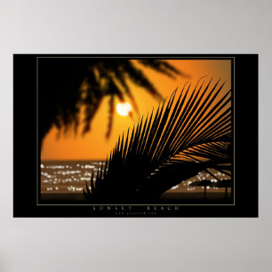 Poster Plage de coucher du soleil