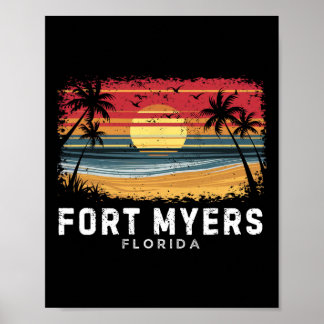 Poster Plage de Fort Myers Beach Floride Planche de surf
