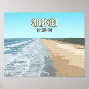 Poster Plage de Gulfport Mississippi
