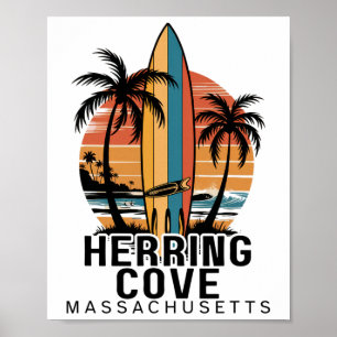Poster Plage de Herring Cove Machusetts Surfant Surfeur _