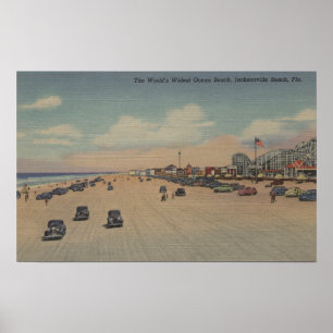 Poster Plage de Jacksonville, FL - Ocea le plus large du