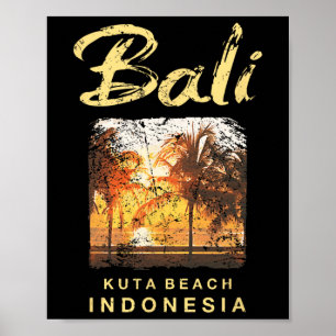 Poster Plage de Kuta Indonésie Surf vintage Hommes Femmes