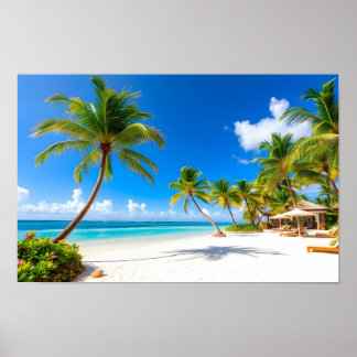 Poster Plage de la station balnéaire de luxe tropicale