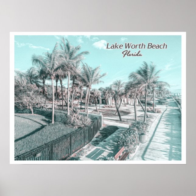 POSTER PLAGE DE LAKE WORACH - PALM BEACH FLORIDA (Devant)