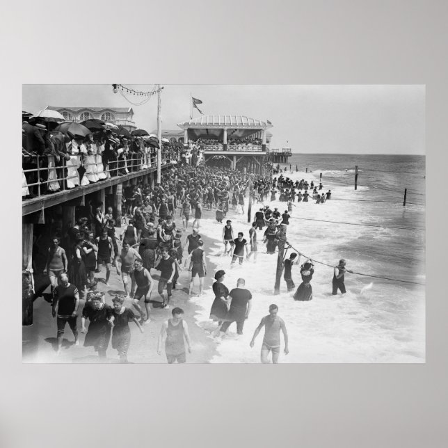 POSTER PLAGE DE L'ASBURY PARK DE NEW JERSEY 1908 (Devant)