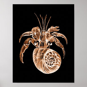Poster Plage de l'eau marine côtière de poisson noir