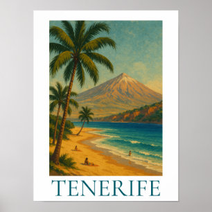 Poster Plage de l'île Canarienne Vintage Tenerife Voyage