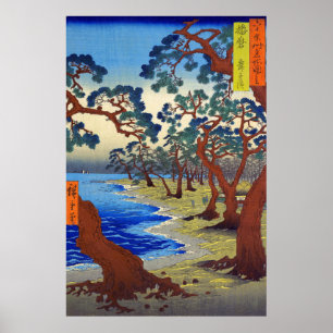 Poster Plage de Maiko Province de Harima Utagawa Hiroshig