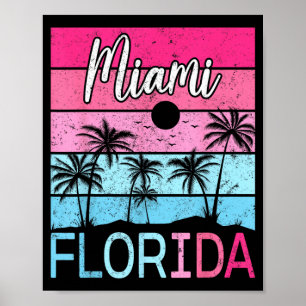 Poster Plage de Miami Floride Drôle Vintage Coucher de so