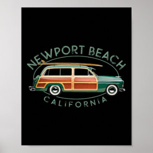 Poster Plage de Newport Beach Californie Surf vintage