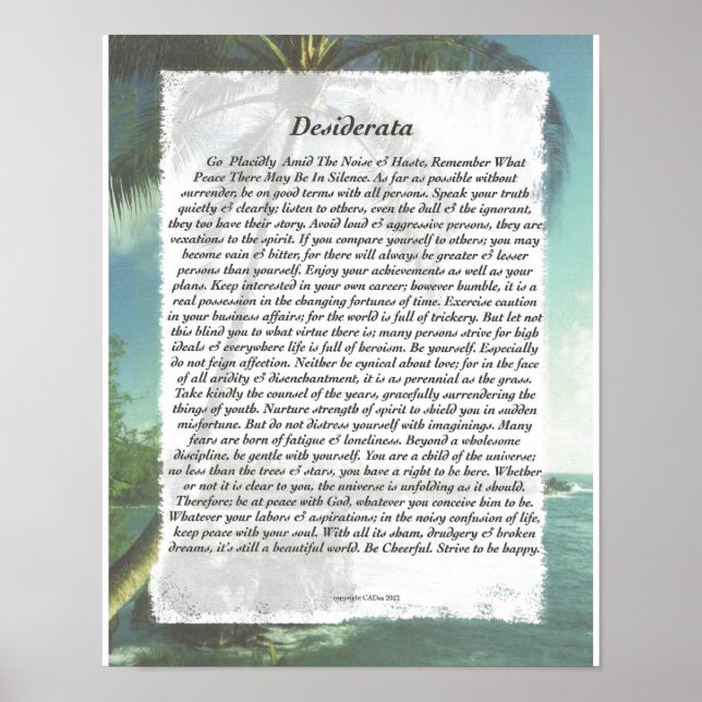 Poster Plage de Palm de DESIDERATA (Devant)