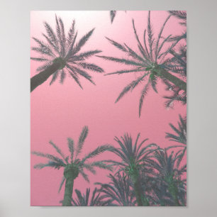 Poster Plage de palmiers rose pâle Imprimer