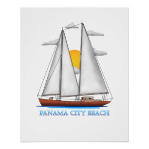 Poster Plage de Panama City Beach nautique de voile marin