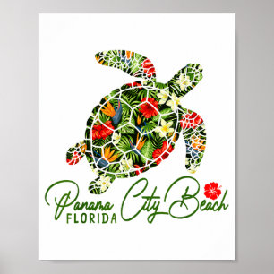 Poster Plage de Panama City Floride Tortue de mer Tropica