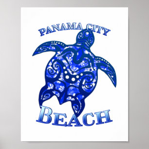 Poster Plage de Panama City Floride Vacances Tortue Triba