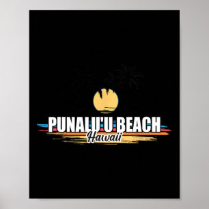 Poster Plage de Punalu'u Hawaï Plage de surf rétro pour h
