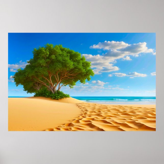 Poster Plage de sable de l'île tropicale déserte  (Devant)