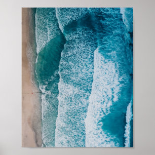 Poster Plage de sable des vagues de l'océan bleu
