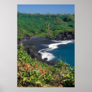 Poster Plage de sable noir Hana Maui Hawaii