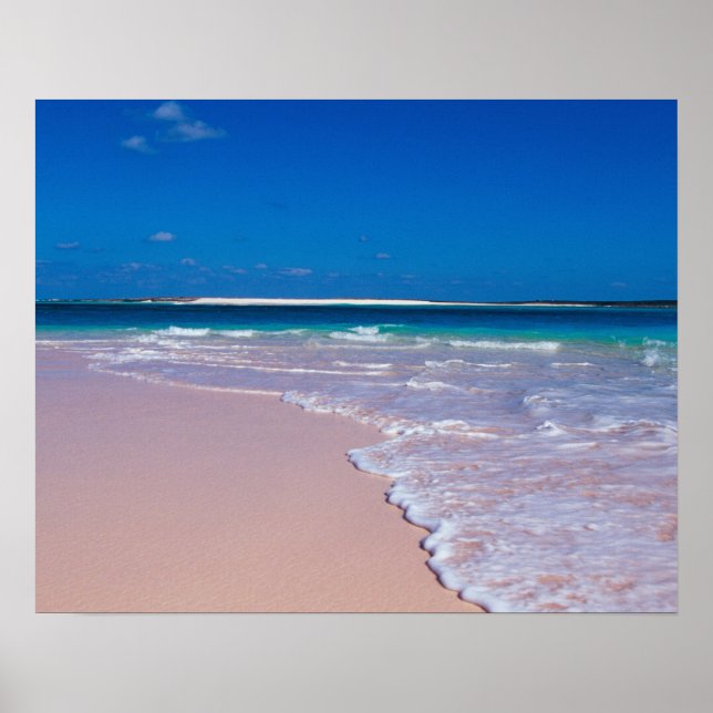 Poster Plage de sable rose à Conch Bay, Cat Island, (Devant)