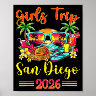 Poster Plage de San Diego CA Ambiance estivale Coucher de