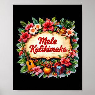 Poster Plage de Santa Mele Kalikimaka Fête de queue hawaï