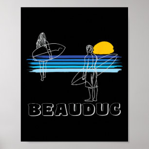 Poster Plage de surf de Beauduc surfeur fille 