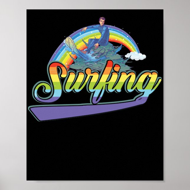 Poster Plage de surf Rainbow été (Devant)