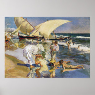 Poster Plage de Valence sous la lumière du matin