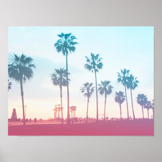 Poster Plage de Venice rose (Devant)