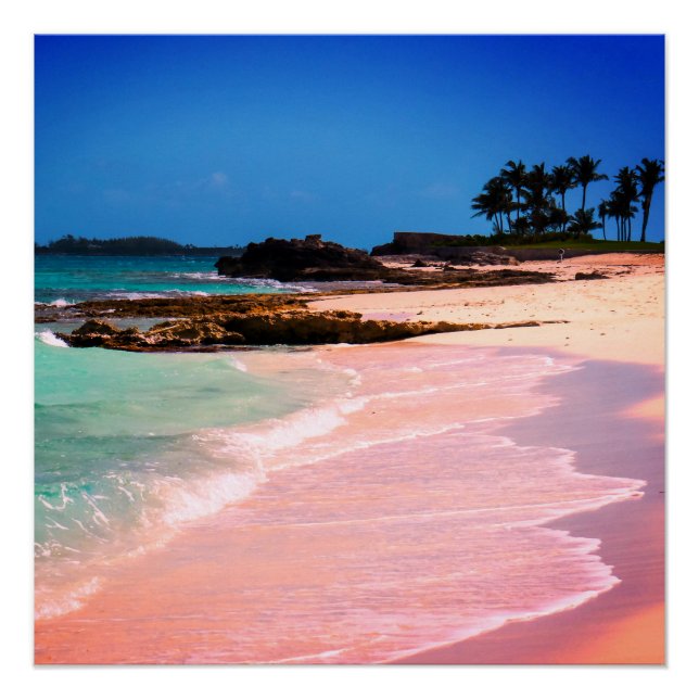 Poster Plage d'eau turquoise (Devant)