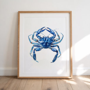 Poster Plage d'été du crabe bleu moderne tendance