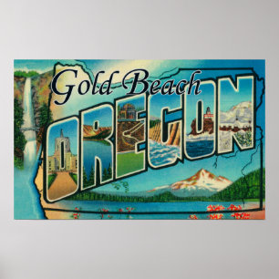Poster Plage d'or, Orégon - grandes scènes de lettre