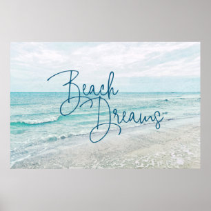 Poster Plage Dreams Citation Inspiration Rétro Ocean Wave