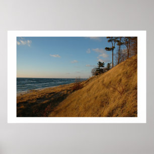 Poster Plage du lac Michigan à la fin de l'automne