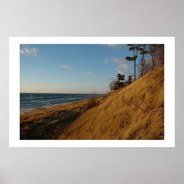 Poster Plage du lac Michigan à la fin de l'automne (Devant)
