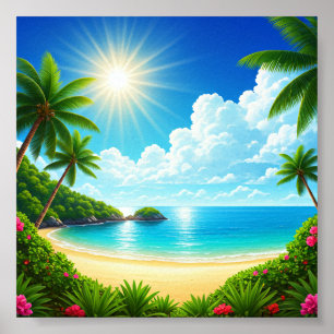 Poster Plage du Paradis tropical