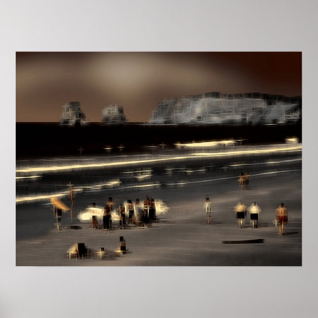 Poster Plage effet numérique de style "impression" (Devant)