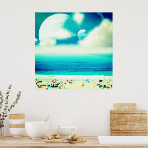 Poster Plage et espace océanique de rêve Abstrait