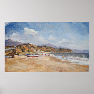 Poster Plage et montagnes Nerja 2001