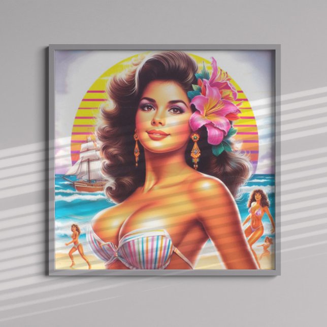 Poster Plage fille des années 80 (Créateur téléchargé)