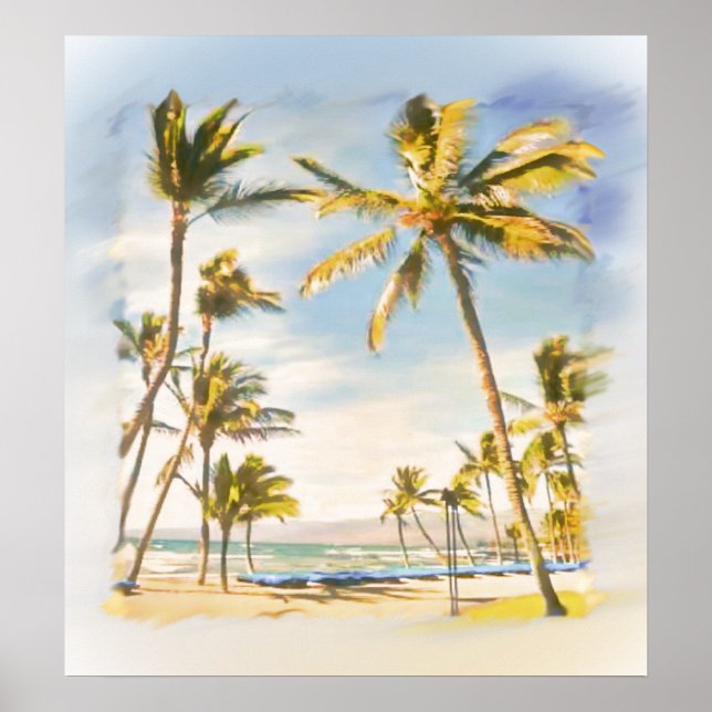 Poster Plage hawaïenne vintage de PixDezines (Devant)