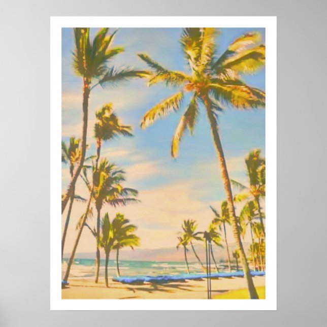 Poster Plage hawaïenne vintage de PixDezines (Devant)