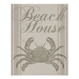 Poster Plage House Crab Seashore