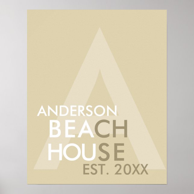 Poster Plage Maison Rétro Moderne Minimaliste Personnalis (Devant)