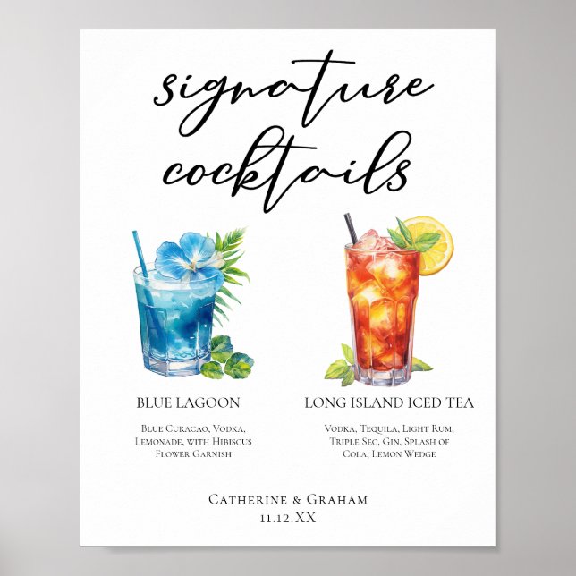 Poster Plage Mariage Signature Cocktails Menu (Devant)