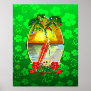Poster Plage Mele Kalikimaka